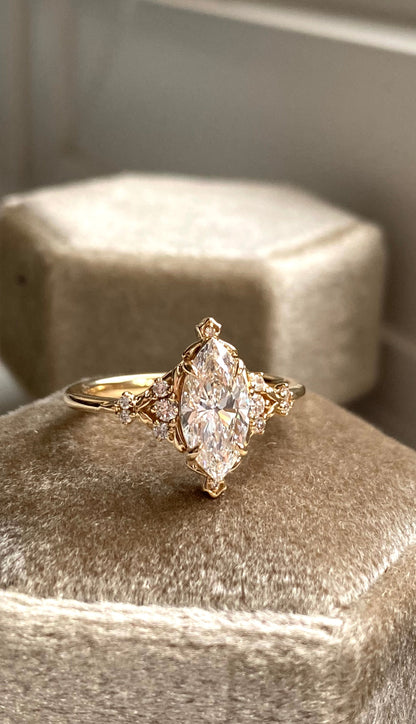 Moval Swirl Semi Pave Engagement Ring – 2.5 CT Lab Grown Diamond