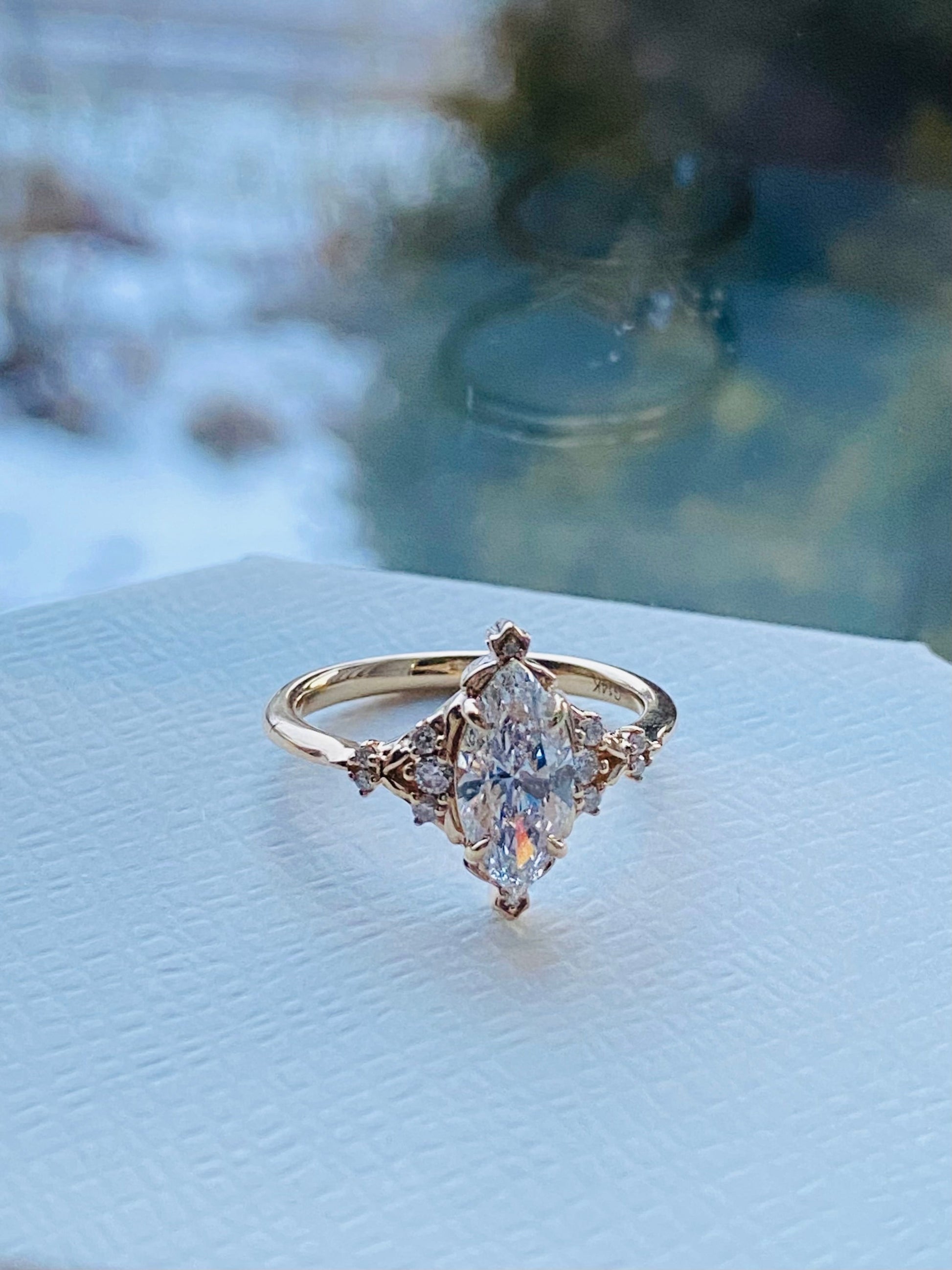 Moval Swirl Semi Pave Engagement Ring – 2.5 CT Lab Grown Diamond