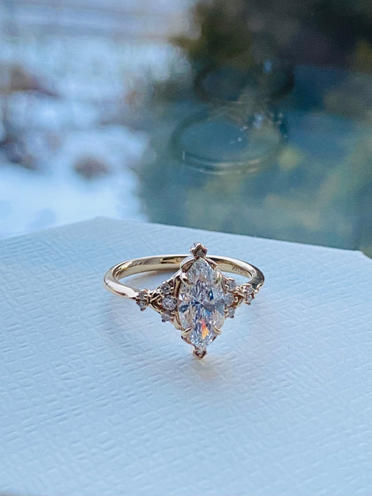 Moval Swirl Semi Pave Engagement Ring – 2.5 CT Lab Grown Diamond