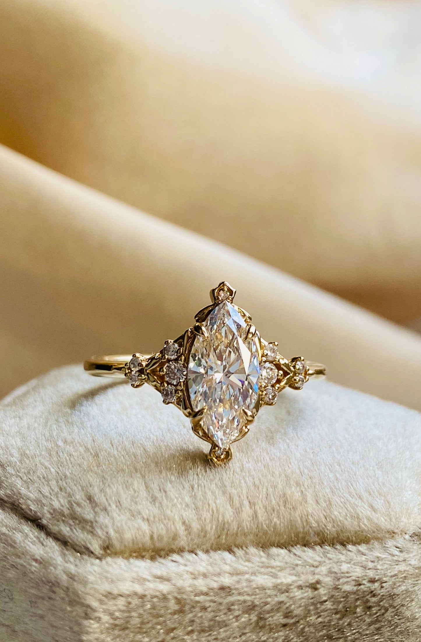 Moval Swirl Semi Pave Engagement Ring – 2.5 CT Lab Grown Diamond