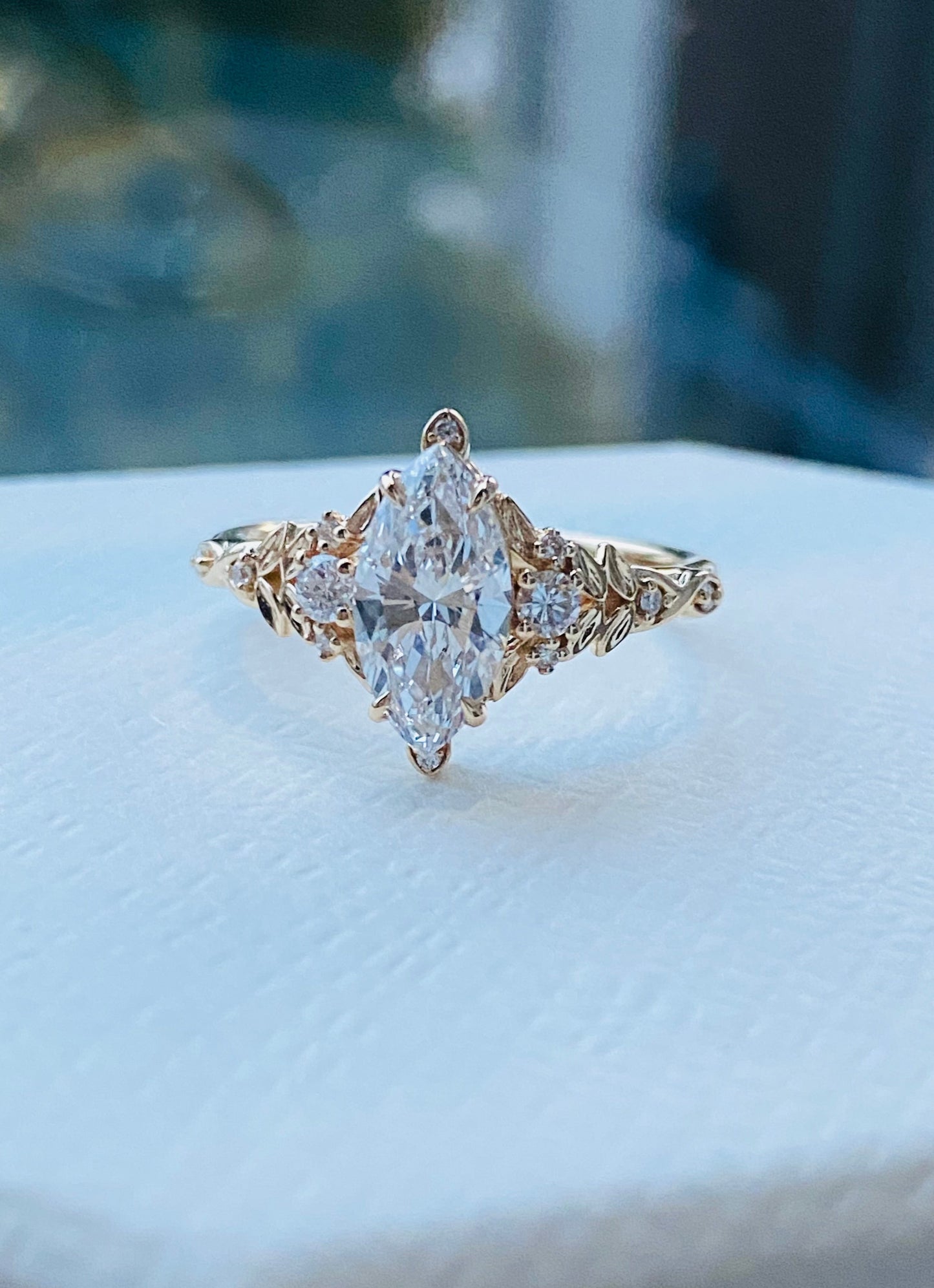 Moval Swirl Semi Pave Engagement Ring – 2.5 CT Lab Grown Diamond