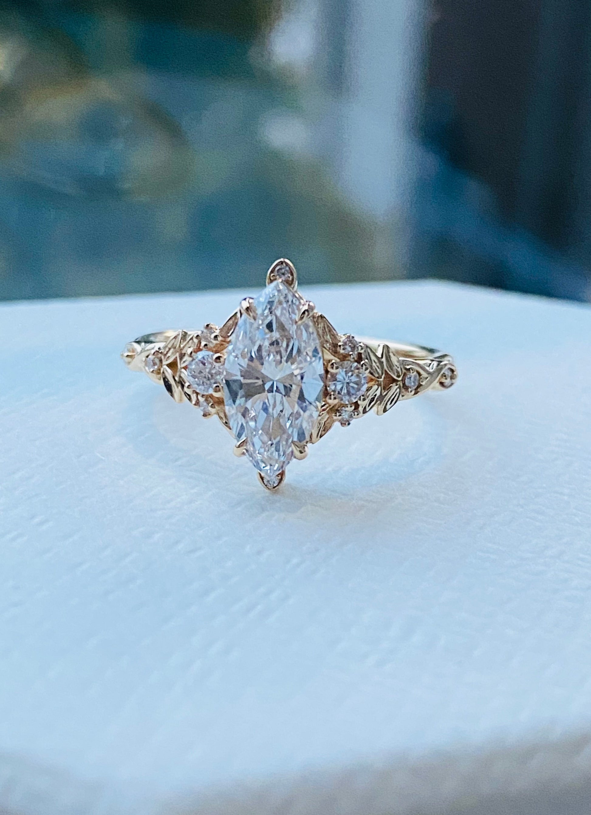 Moval Swirl Semi Pave Engagement Ring – 2.5 CT Lab Grown Diamond