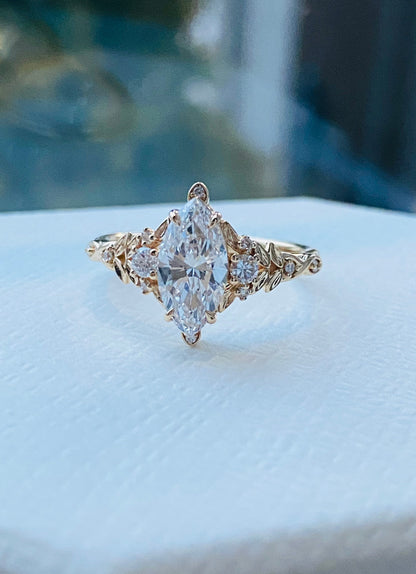 Moval Swirl Semi Pave Engagement Ring – 2.5 CT Lab Grown Diamond