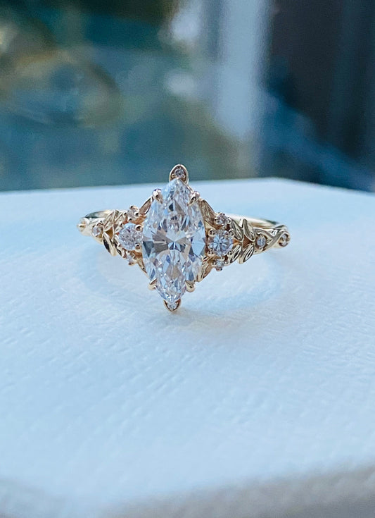 Moval Swirl Semi Pave Engagement Ring – 2.5 CT Lab Grown Diamond