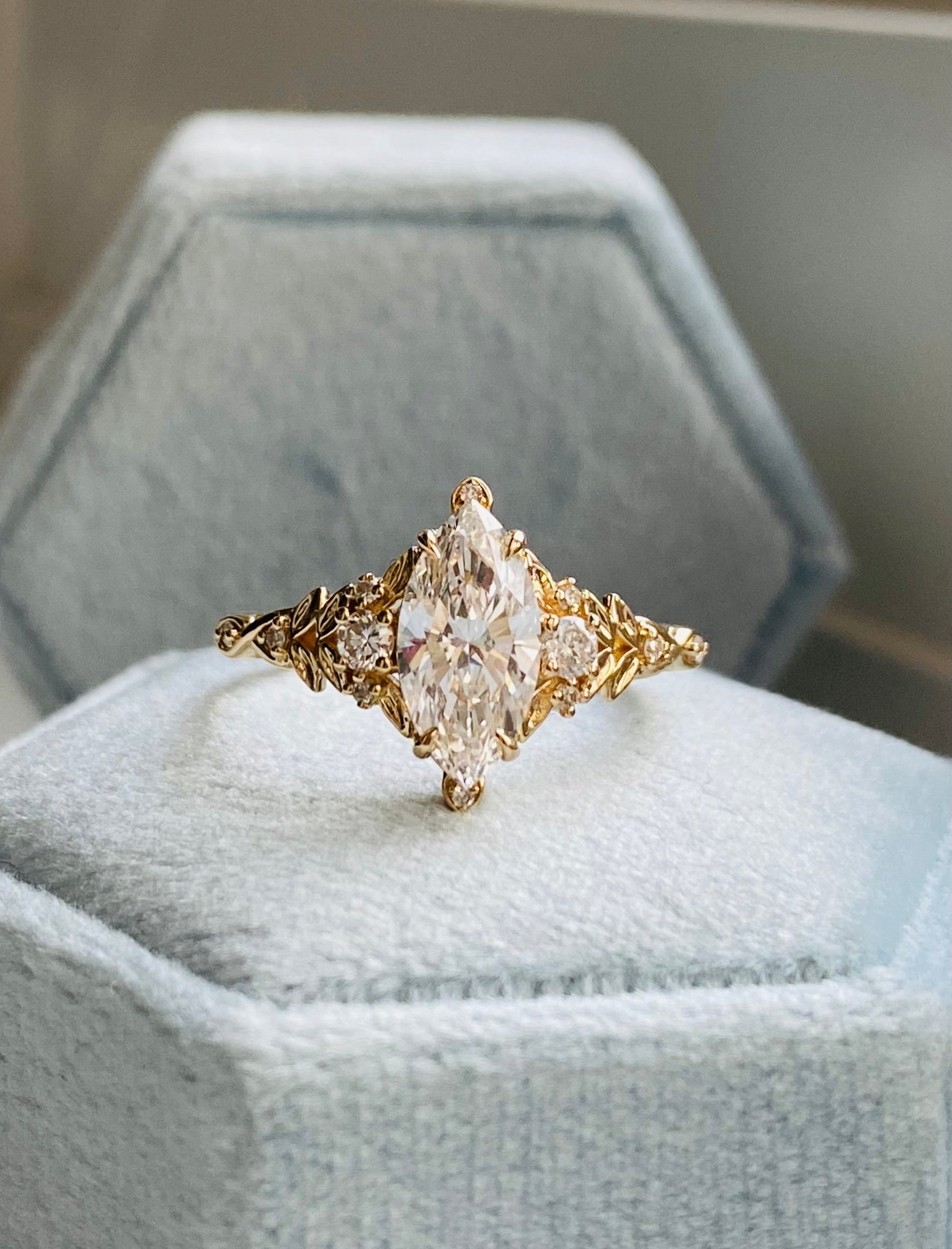 Moval Swirl Semi Pave Engagement Ring – 2.5 CT Lab Grown Diamond