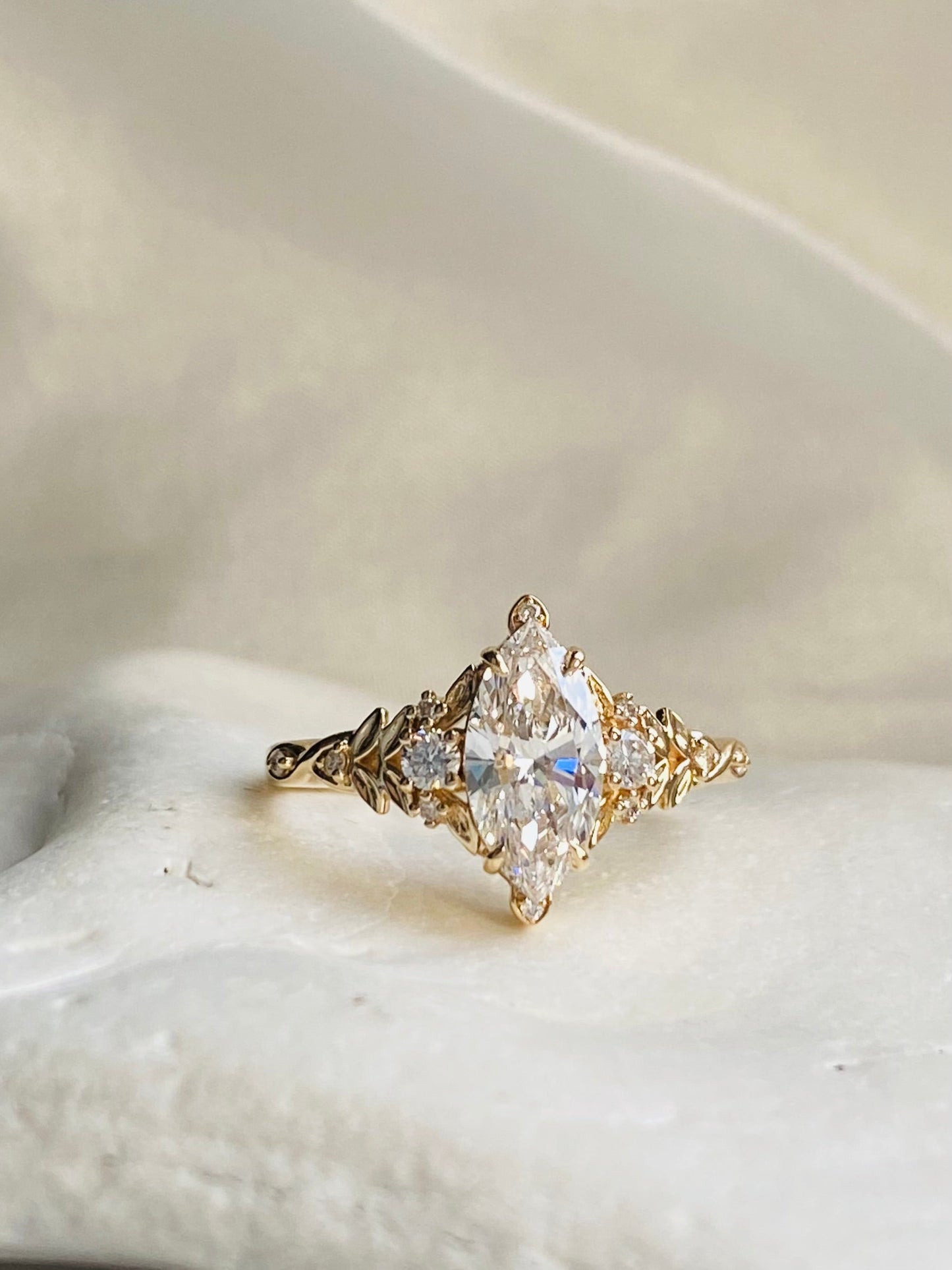 Moval Swirl Semi Pave Engagement Ring – 2.5 CT Lab Grown Diamond
