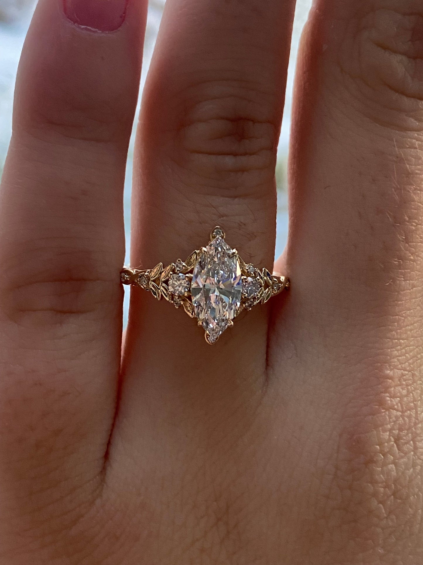 Moval Swirl Semi Pave Engagement Ring – 2.5 CT Lab Grown Diamond