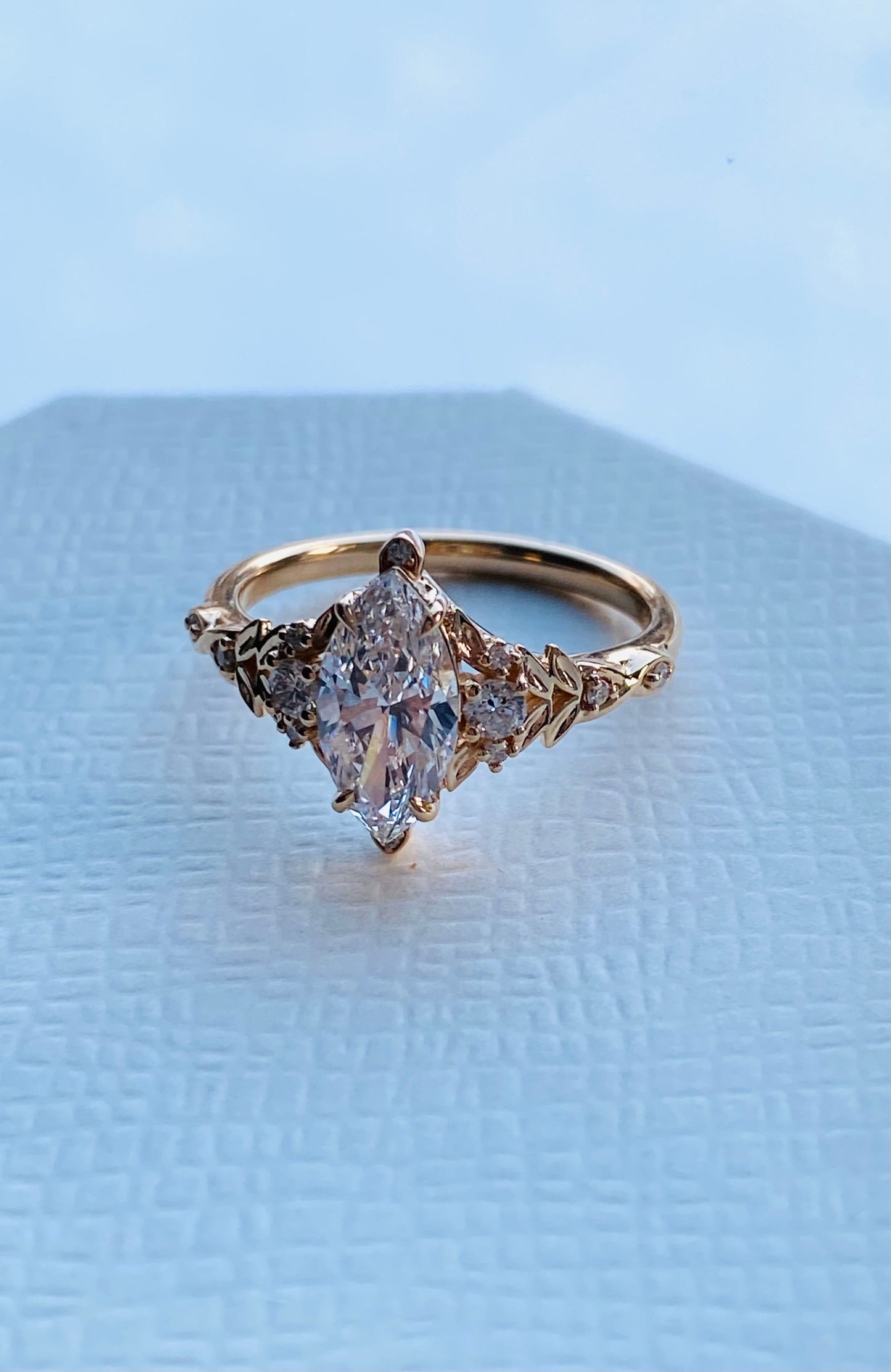 Moval Swirl Semi Pave Engagement Ring – 2.5 CT Lab Grown Diamond