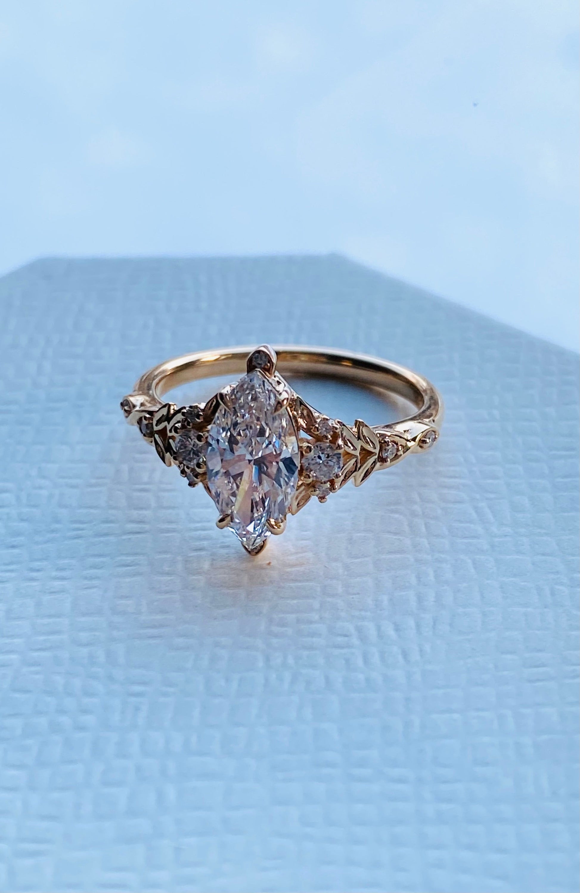 Moval Swirl Semi Pave Engagement Ring – 2.5 CT Lab Grown Diamond