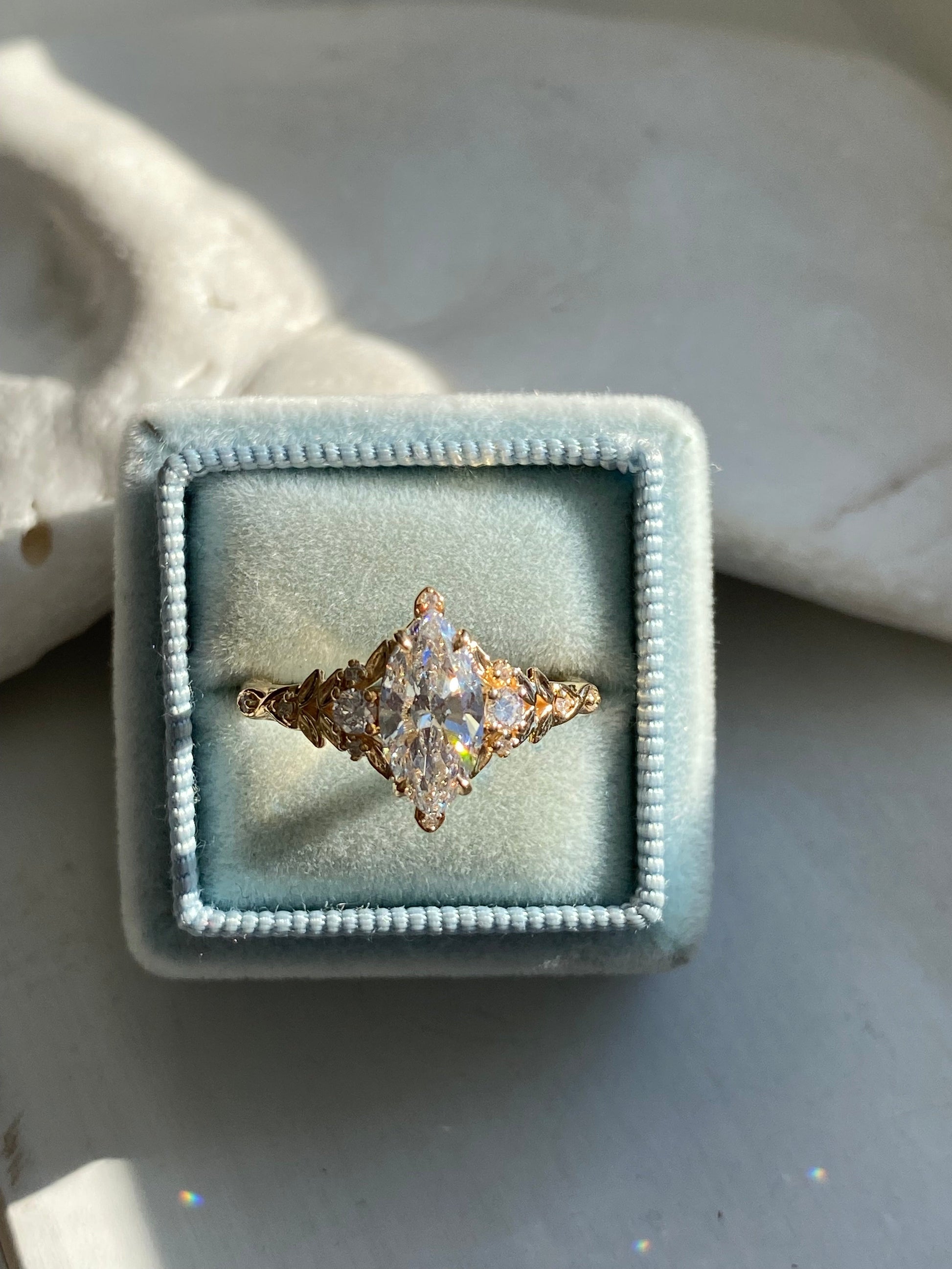 Moval Swirl Semi Pave Engagement Ring – 2.5 CT Lab Grown Diamond