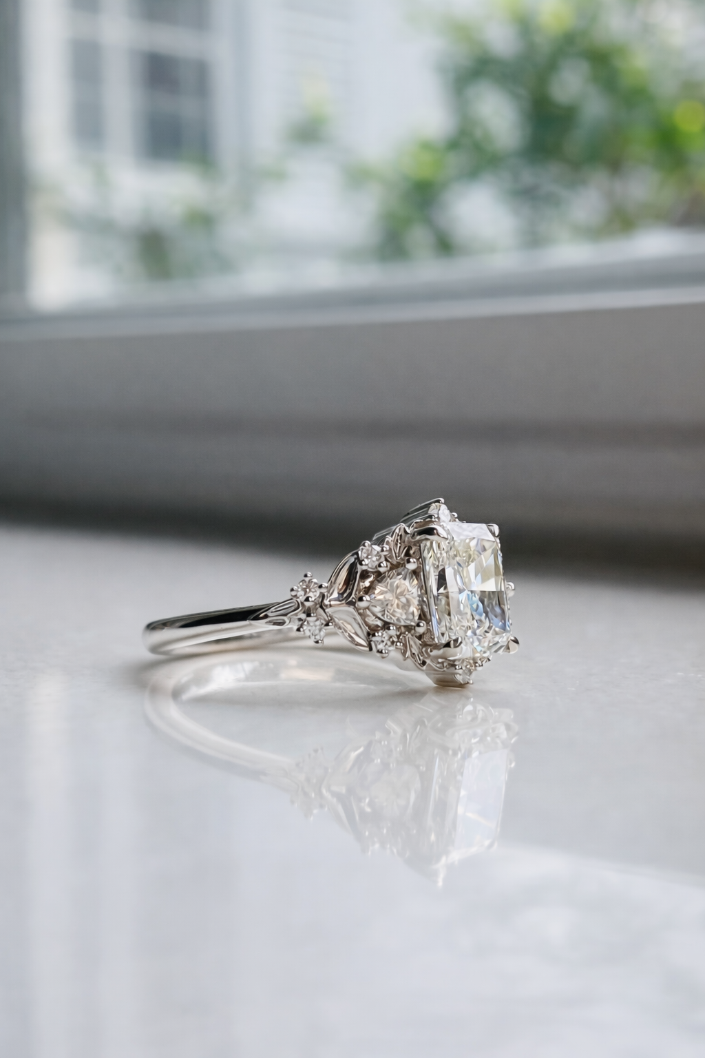 Moval Swirl Semi Pave Engagement Ring – 2.5 CT Lab Grown Diamond