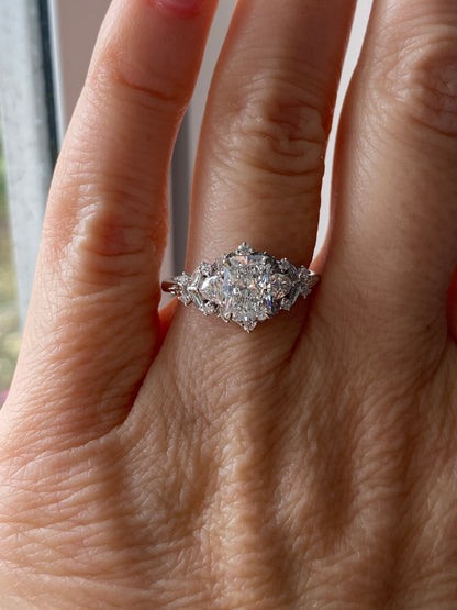 Moval Swirl Semi Pave Engagement Ring – 2.5 CT Lab Grown Diamond