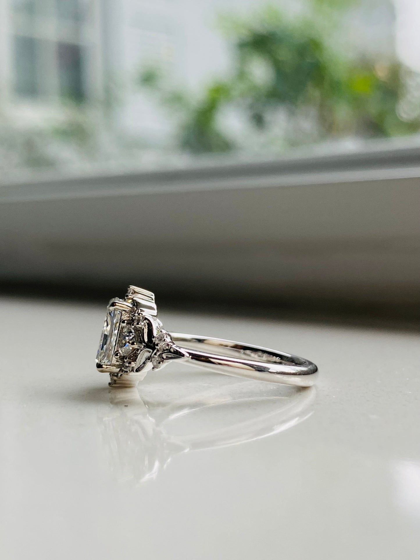 Moval Swirl Semi Pave Engagement Ring – 2.5 CT Lab Grown Diamond