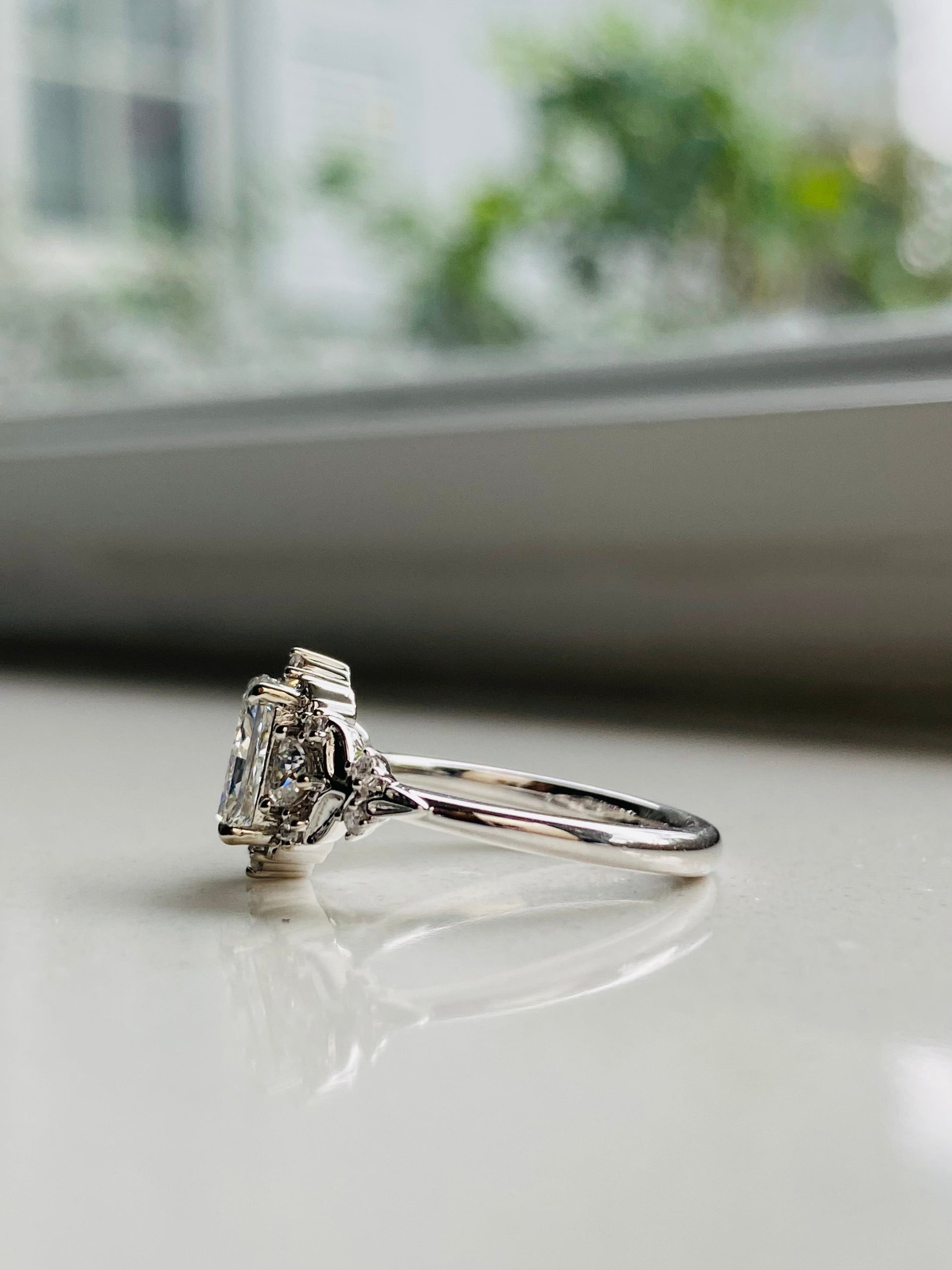 Moval Swirl Semi Pave Engagement Ring – 2.5 CT Lab Grown Diamond