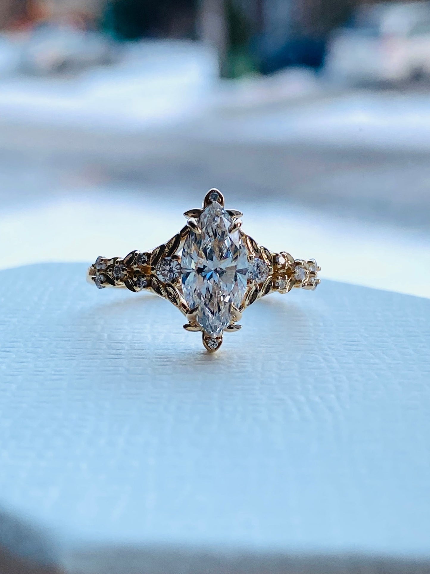 Moval Swirl Semi Pave Engagement Ring – 2.5 CT Lab Grown Diamond