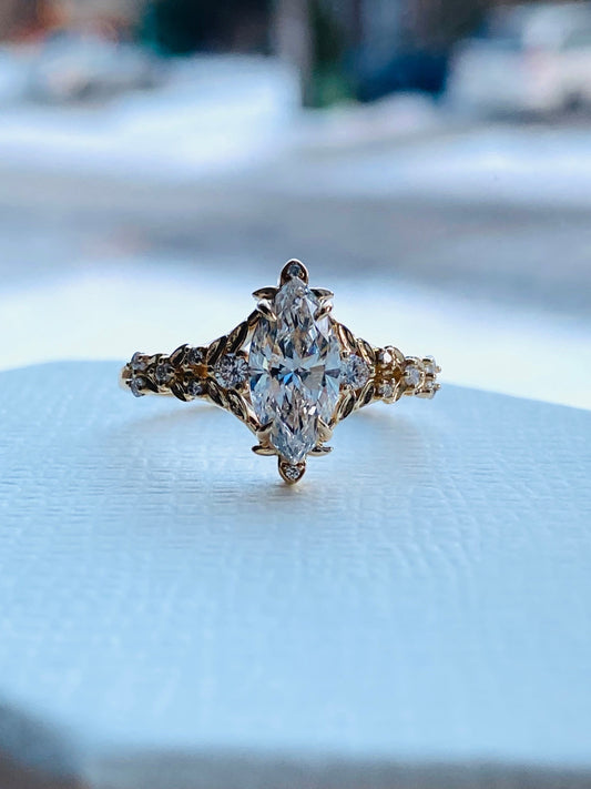 Moval Swirl Semi Pave Engagement Ring – 2.5 CT Lab Grown Diamond