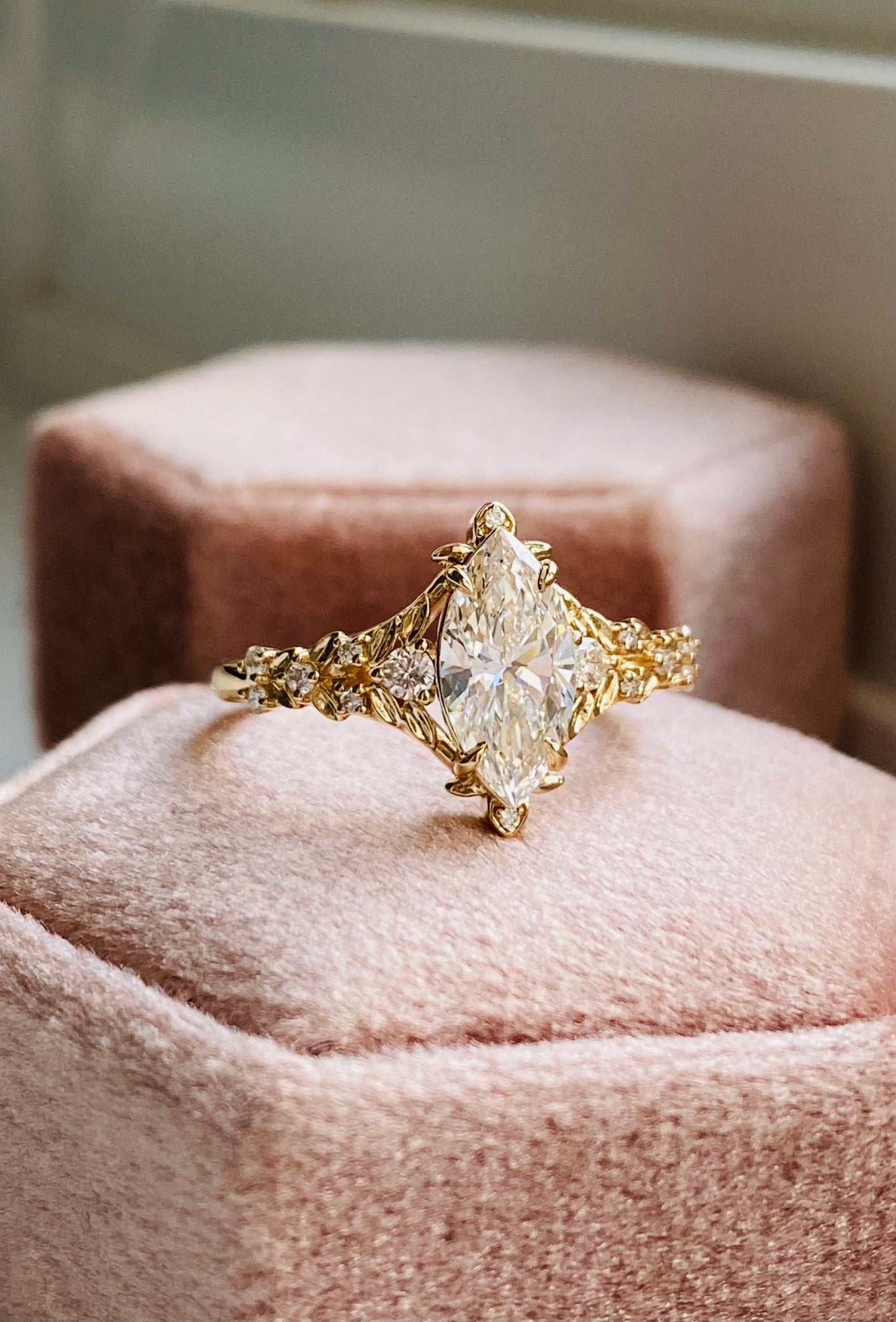 Moval Swirl Semi Pave Engagement Ring – 2.5 CT Lab Grown Diamond