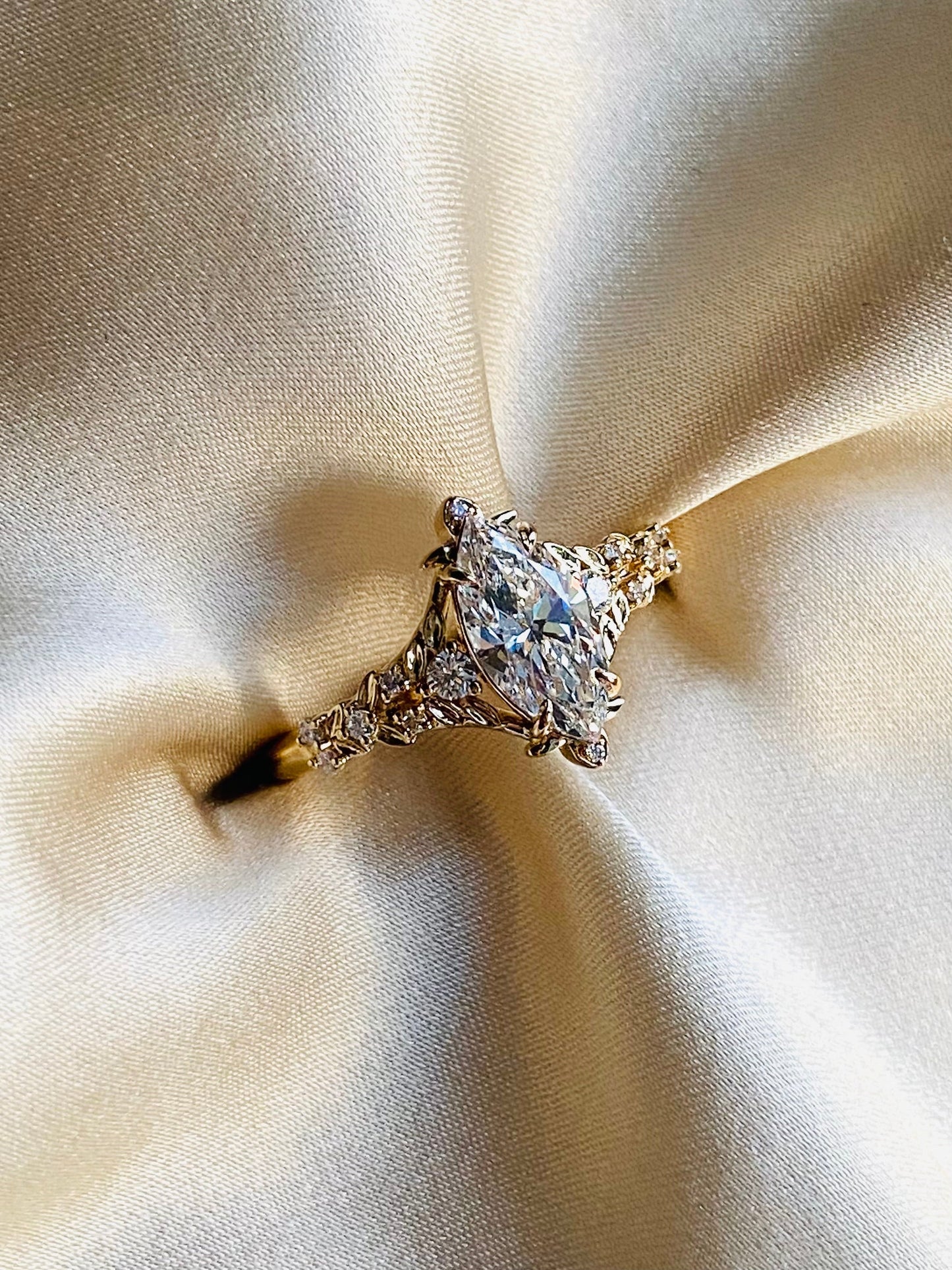 Moval Swirl Semi Pave Engagement Ring – 2.5 CT Lab Grown Diamond