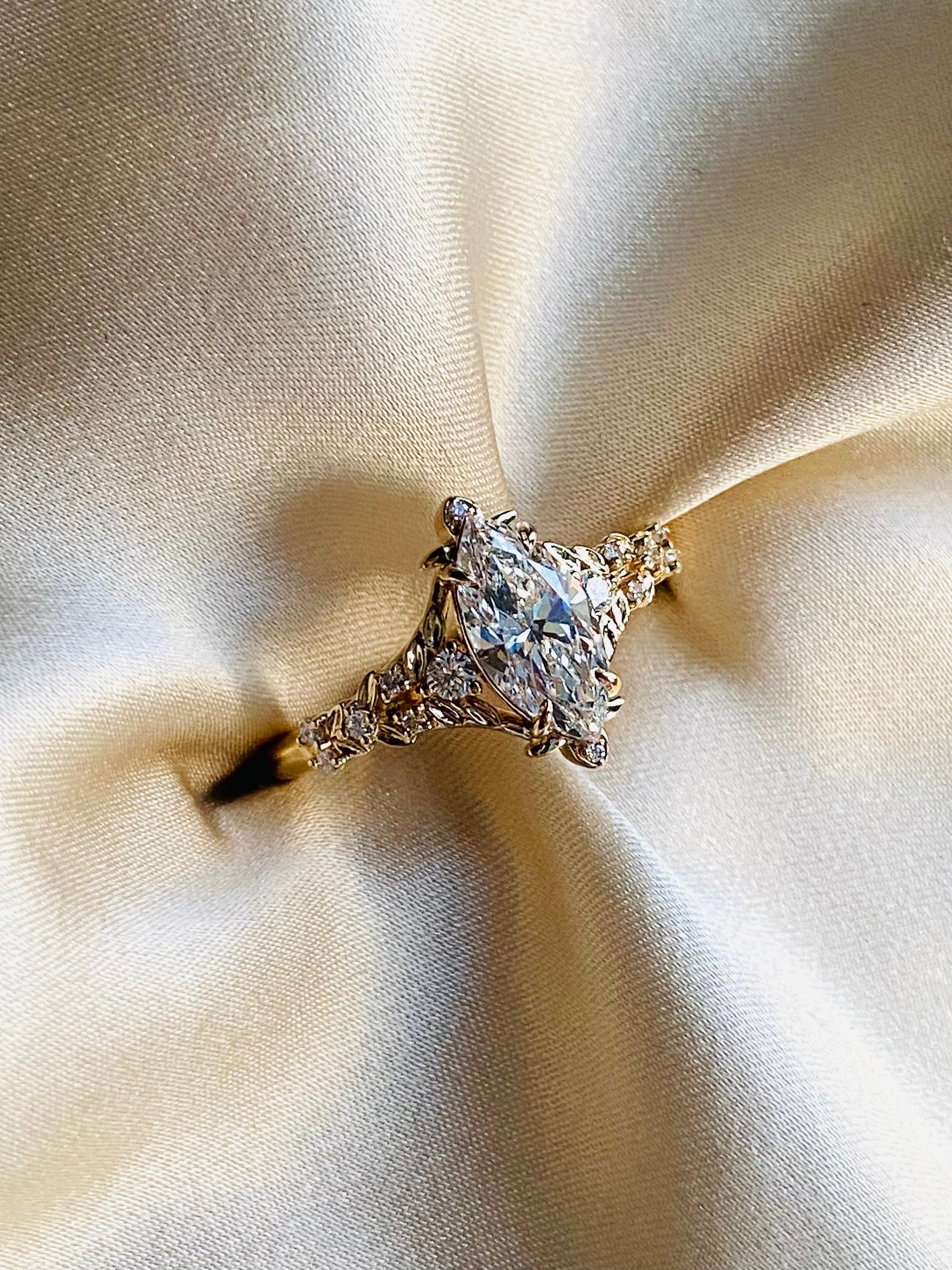 Moval Swirl Semi Pave Engagement Ring – 2.5 CT Lab Grown Diamond