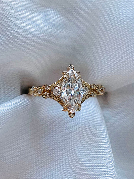 Moval Swirl Semi Pave Engagement Ring – 2.5 CT Lab Grown Diamond