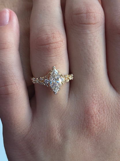 Moval Swirl Semi Pave Engagement Ring – 2.5 CT Lab Grown Diamond