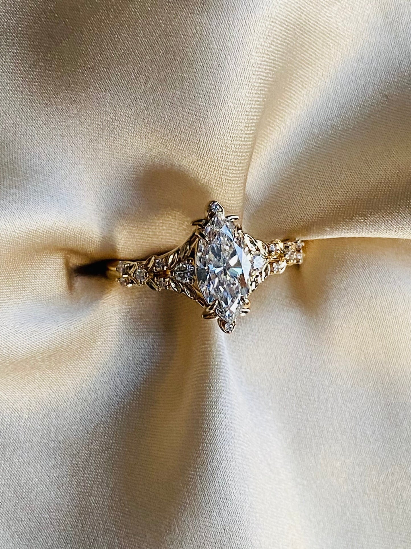 Moval Swirl Semi Pave Engagement Ring – 2.5 CT Lab Grown Diamond