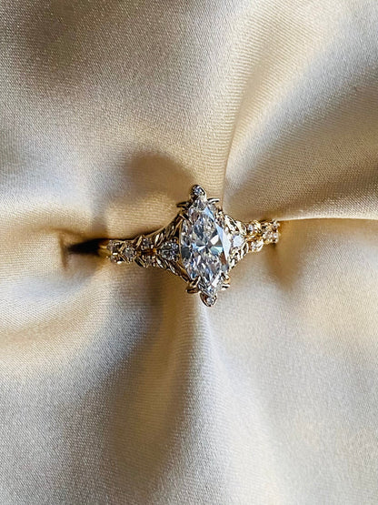 Moval Swirl Semi Pave Engagement Ring – 2.5 CT Lab Grown Diamond