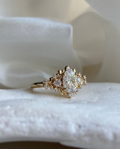 Moval Swirl Semi Pave Engagement Ring – 2.5 CT Lab Grown Diamond