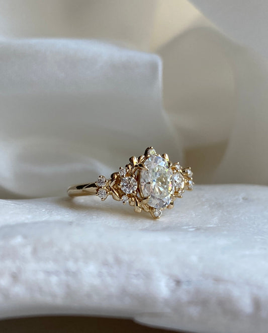 Moval Swirl Semi Pave Engagement Ring – 2.5 CT Lab Grown Diamond