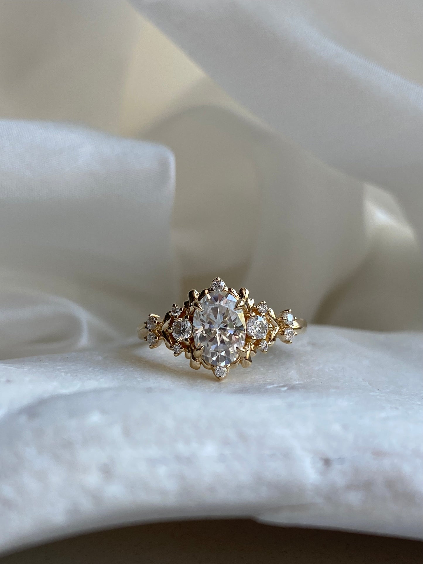 Moval Swirl Semi Pave Engagement Ring – 2.5 CT Lab Grown Diamond