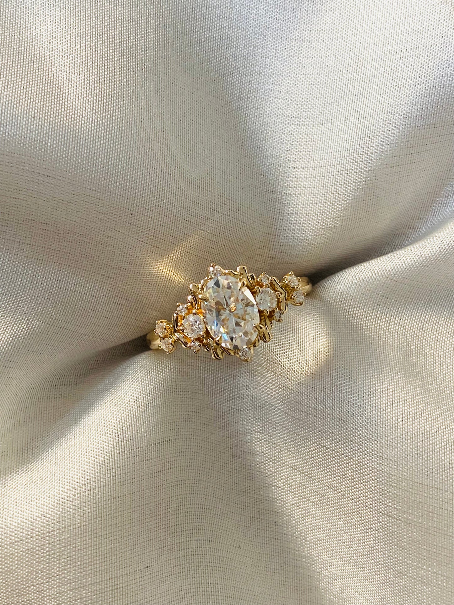 Moval Swirl Semi Pave Engagement Ring – 2.5 CT Lab Grown Diamond