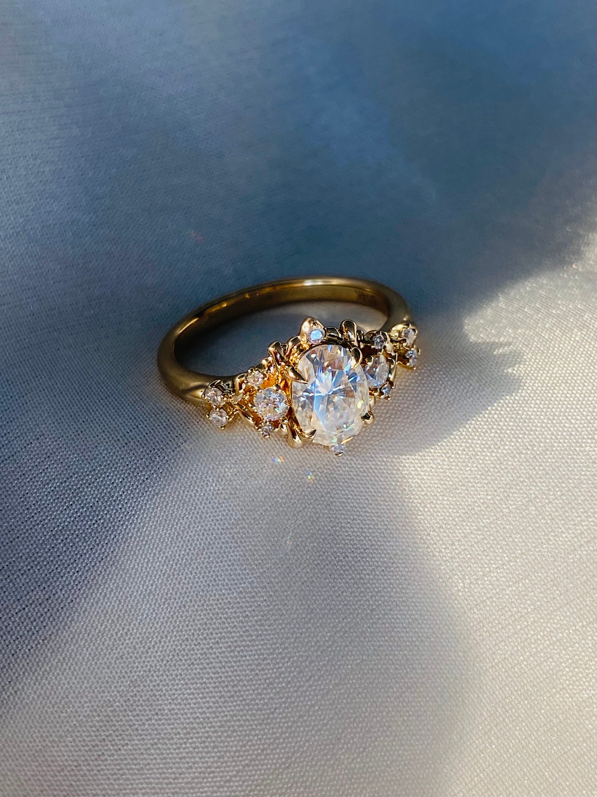 Moval Swirl Semi Pave Engagement Ring – 2.5 CT Lab Grown Diamond