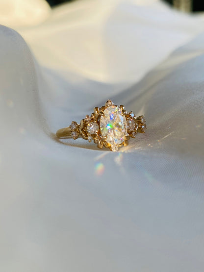 Moval Swirl Semi Pave Engagement Ring – 2.5 CT Lab Grown Diamond