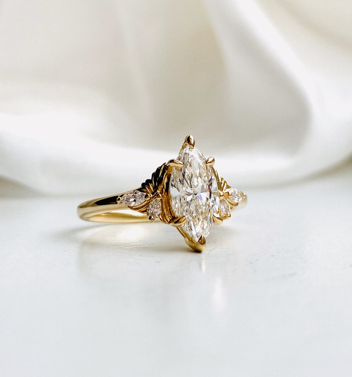 Moval Swirl Semi Pave Engagement Ring – 2.5 CT Lab Grown Diamond
