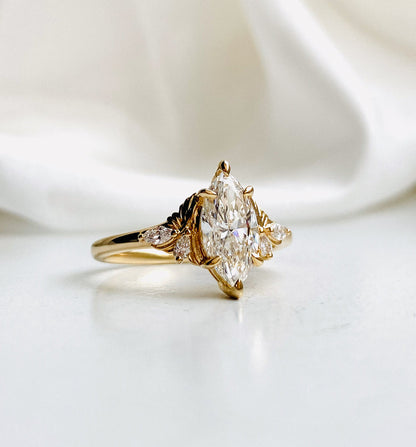 Moval Swirl Semi Pave Engagement Ring – 2.5 CT Lab Grown Diamond