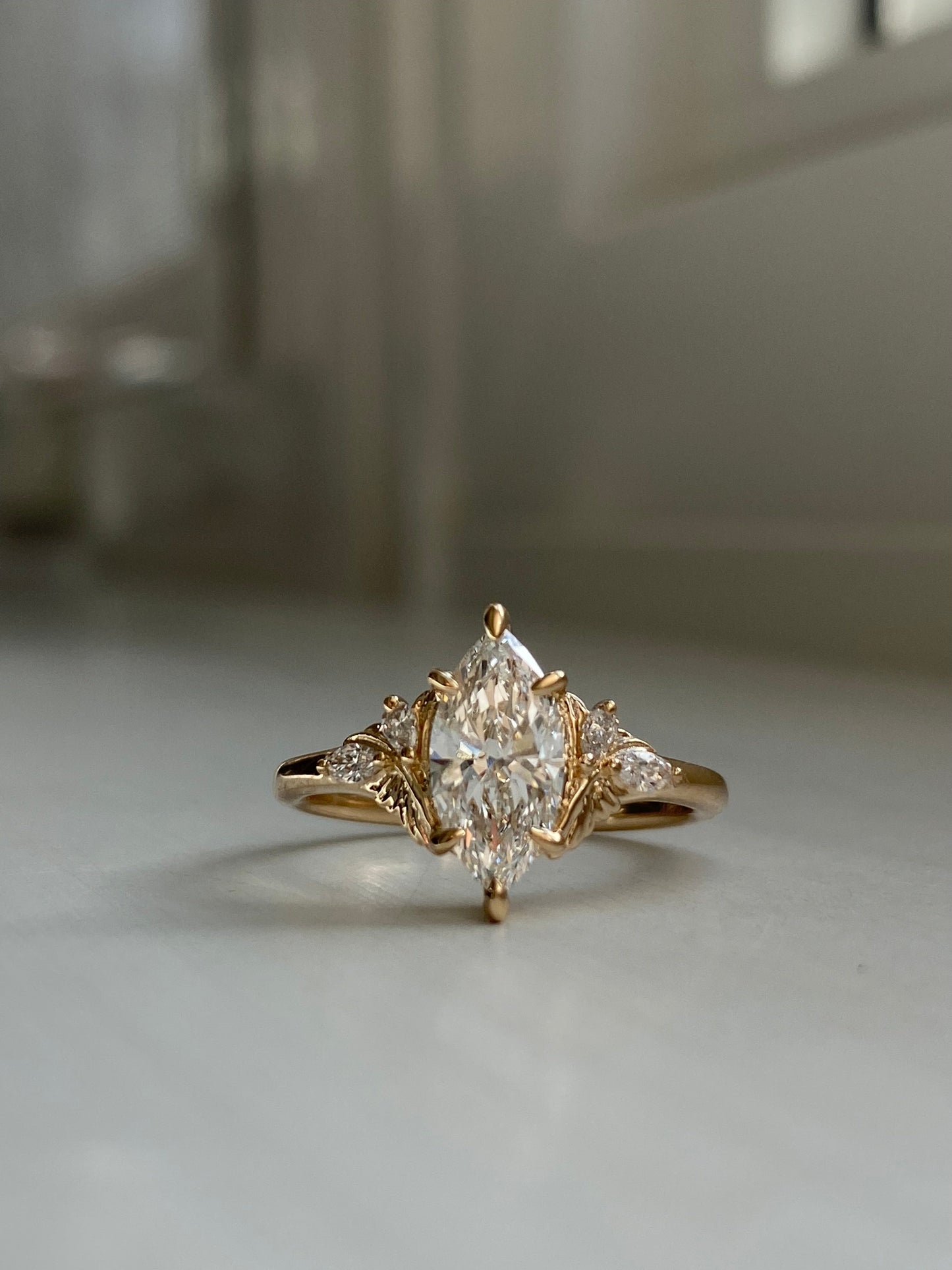 Moval Swirl Semi Pave Engagement Ring – 2.5 CT Lab Grown Diamond