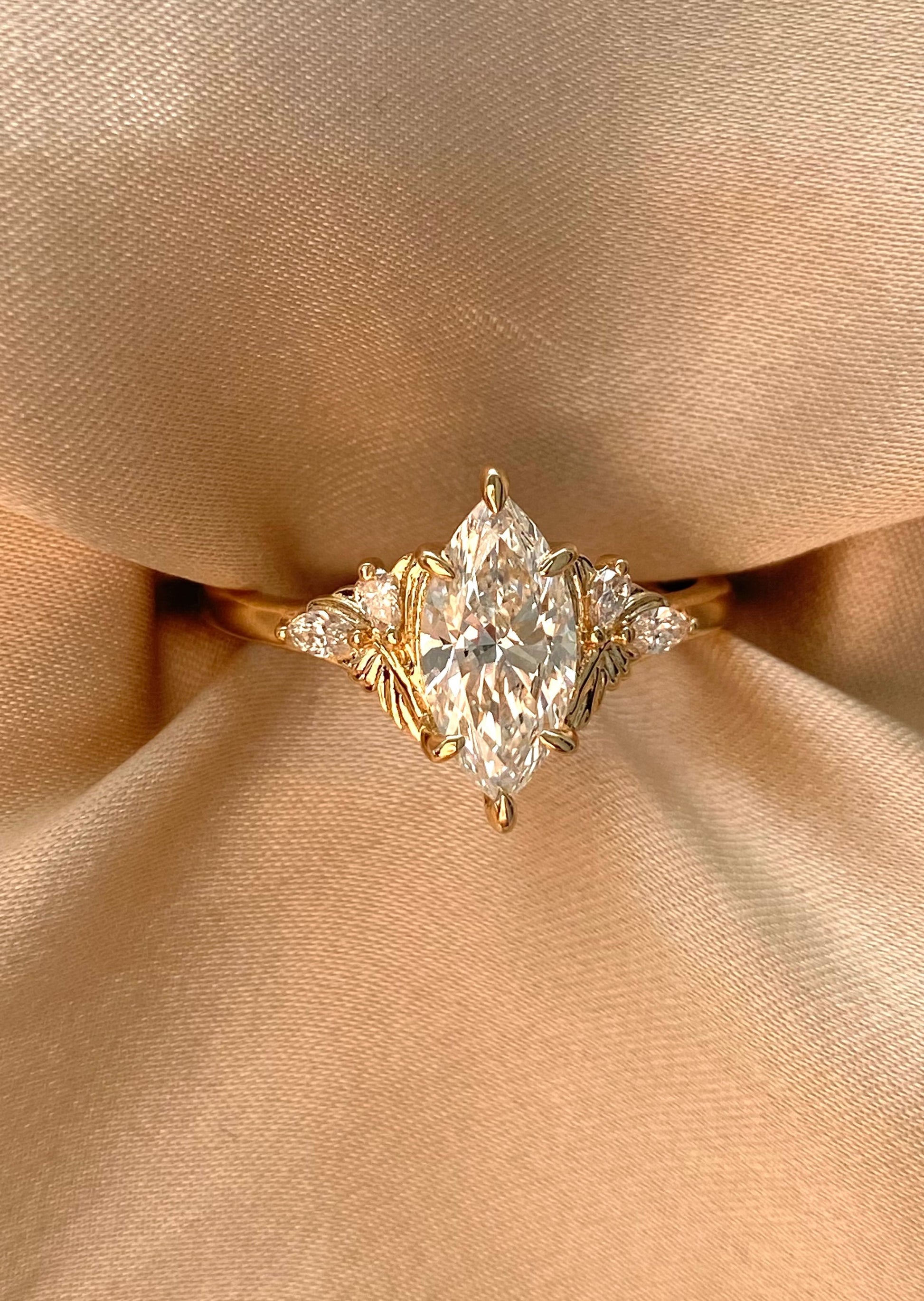 Moval Swirl Semi Pave Engagement Ring – 2.5 CT Lab Grown Diamond