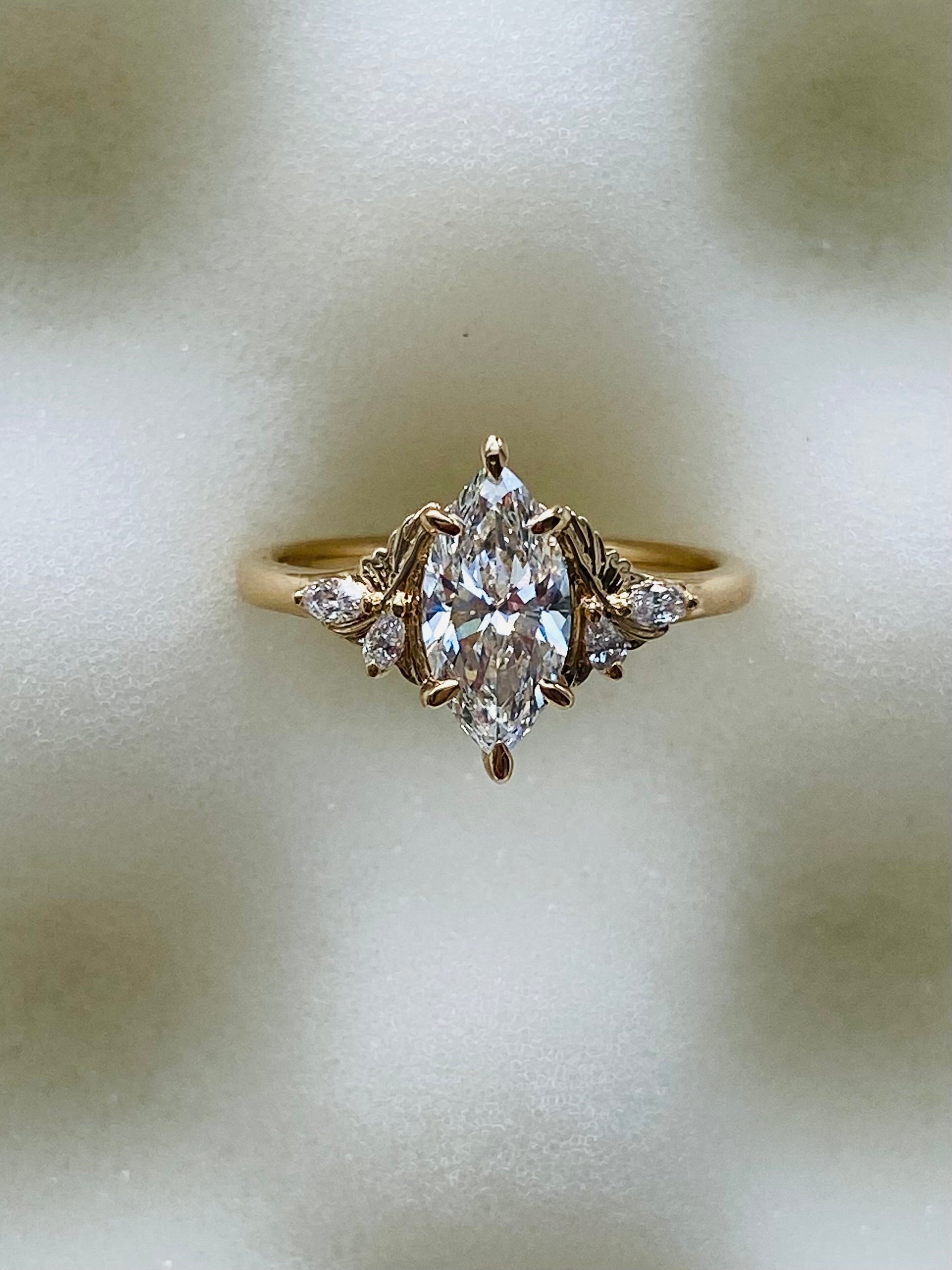 Moval Swirl Semi Pave Engagement Ring – 2.5 CT Lab Grown Diamond