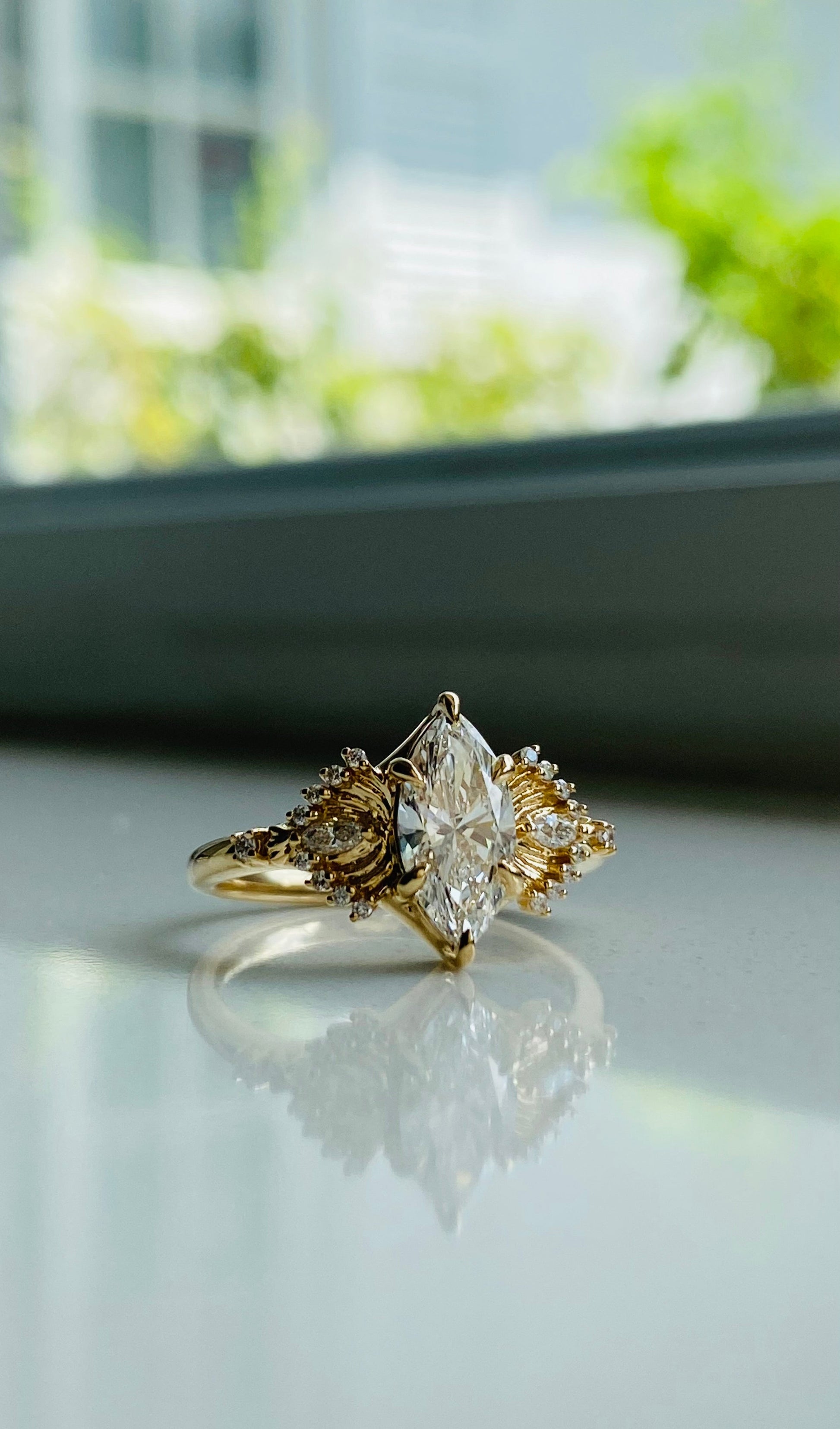 Moval Swirl Semi Pave Engagement Ring – 2.5 CT Lab Grown Diamond