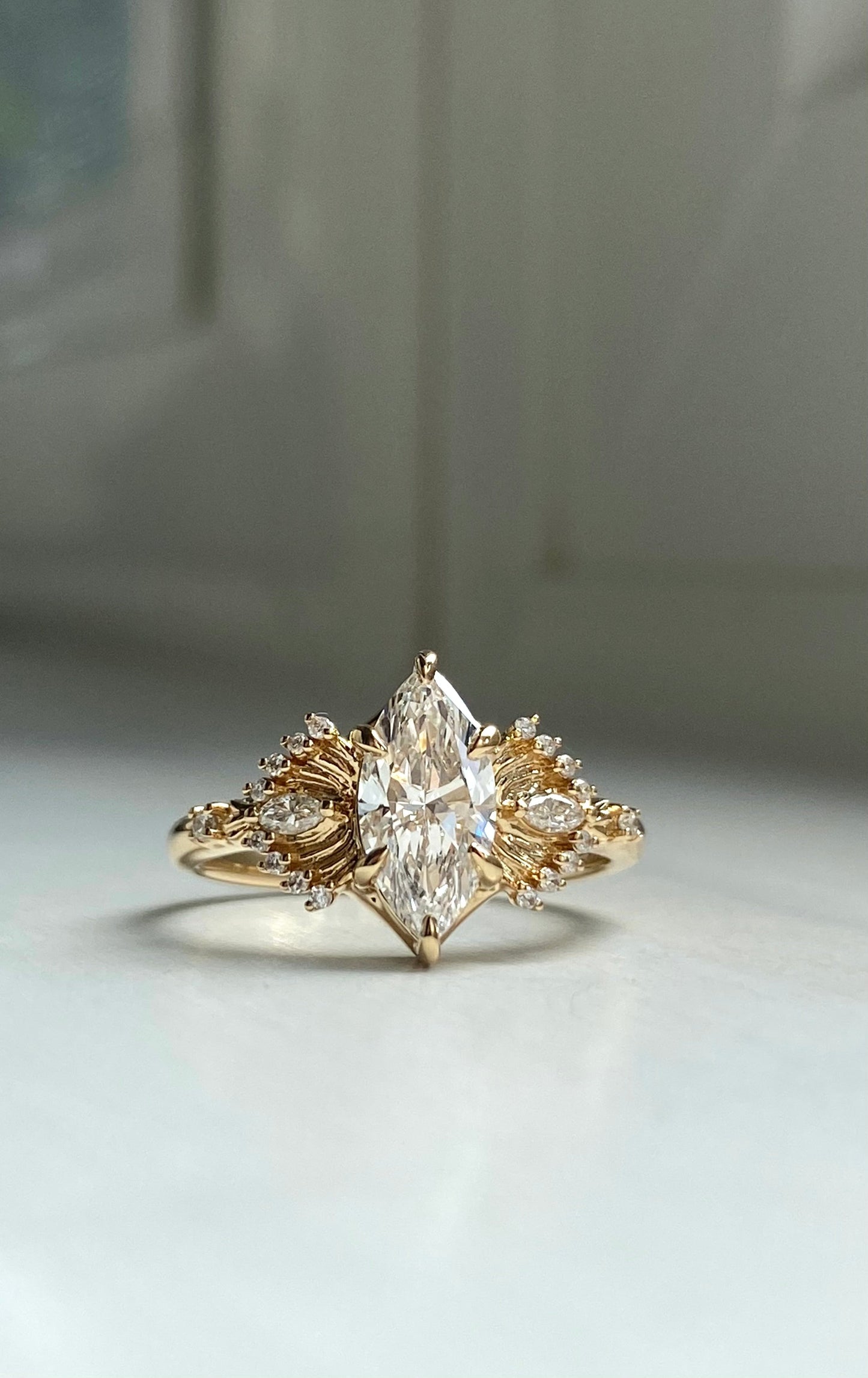 Moval Swirl Semi Pave Engagement Ring – 2.5 CT Lab Grown Diamond