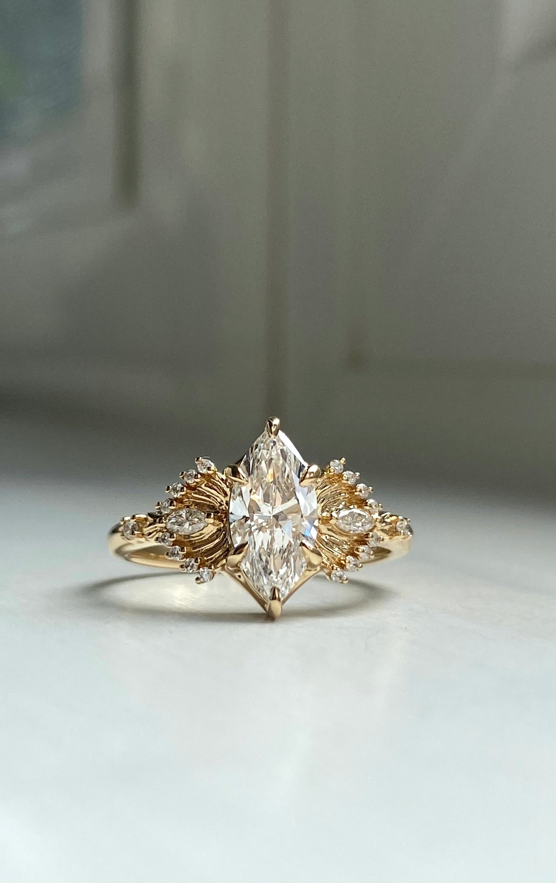 Moval Swirl Semi Pave Engagement Ring – 2.5 CT Lab Grown Diamond