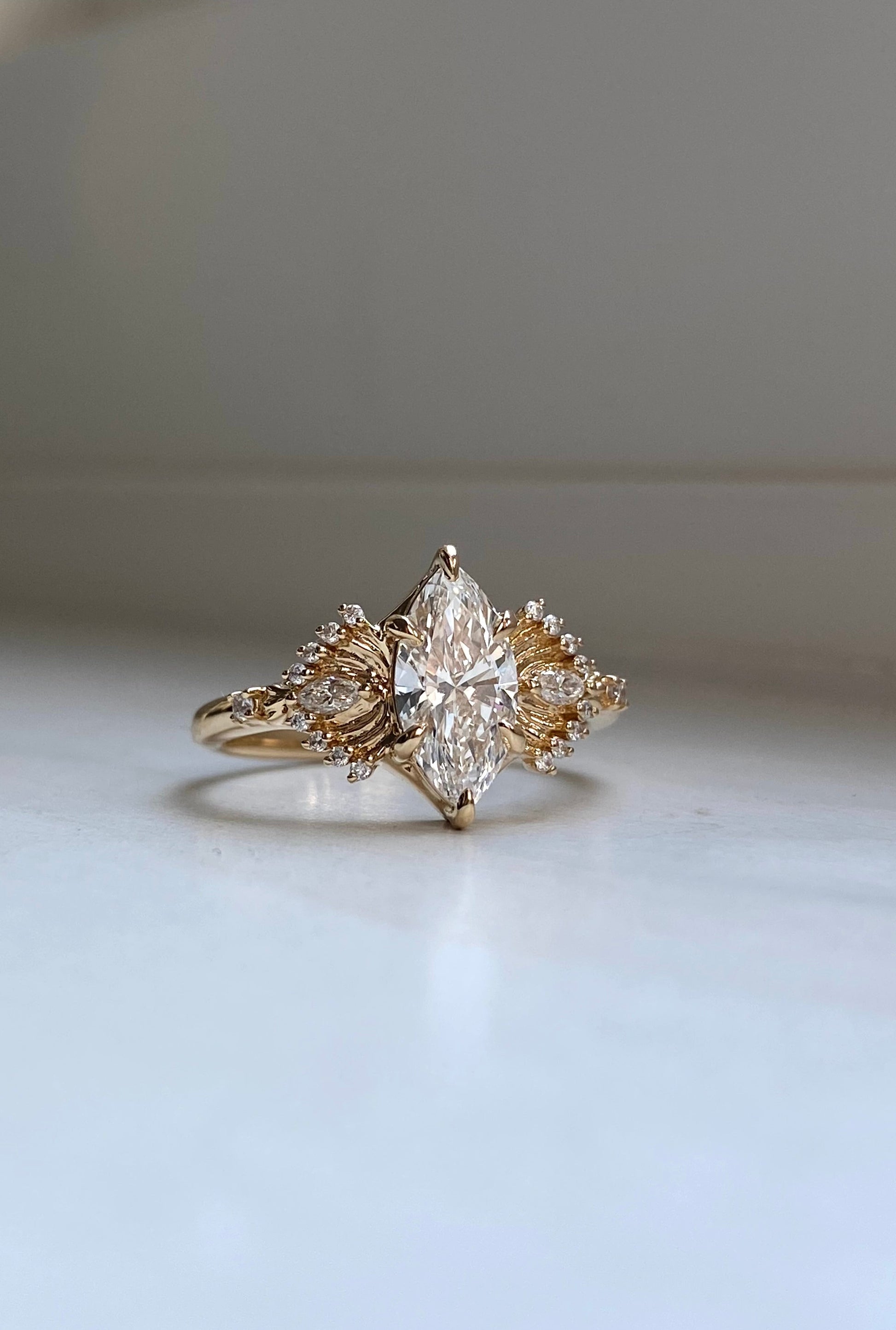 Moval Swirl Semi Pave Engagement Ring – 2.5 CT Lab Grown Diamond