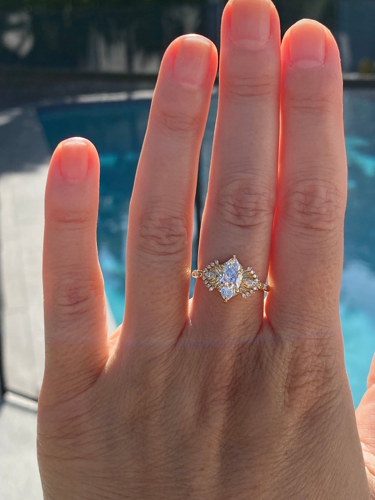 Moval Swirl Semi Pave Engagement Ring – 2.5 CT Lab Grown Diamond