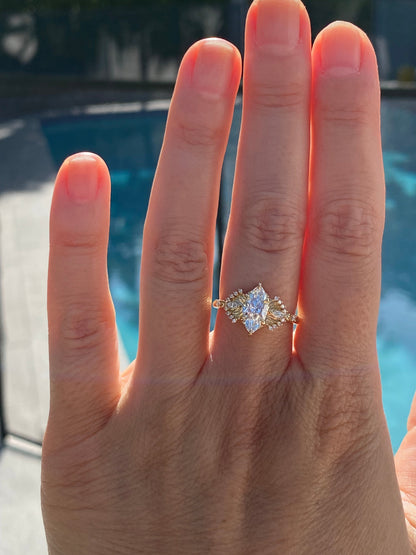 Moval Swirl Semi Pave Engagement Ring – 2.5 CT Lab Grown Diamond
