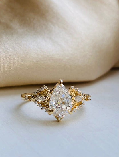 Moval Swirl Semi Pave Engagement Ring – 2.5 CT Lab Grown Diamond