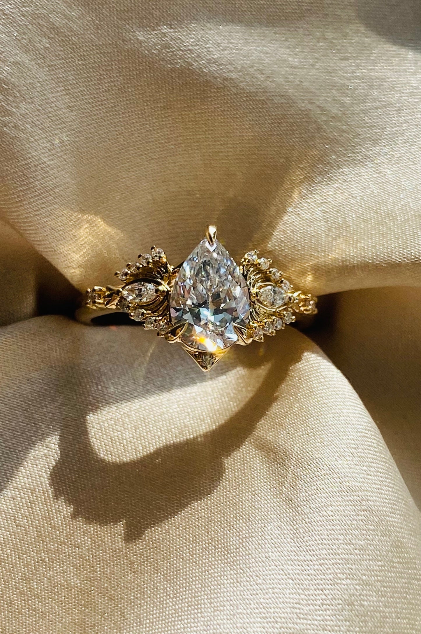 Moval Swirl Semi Pave Engagement Ring – 2.5 CT Lab Grown Diamond