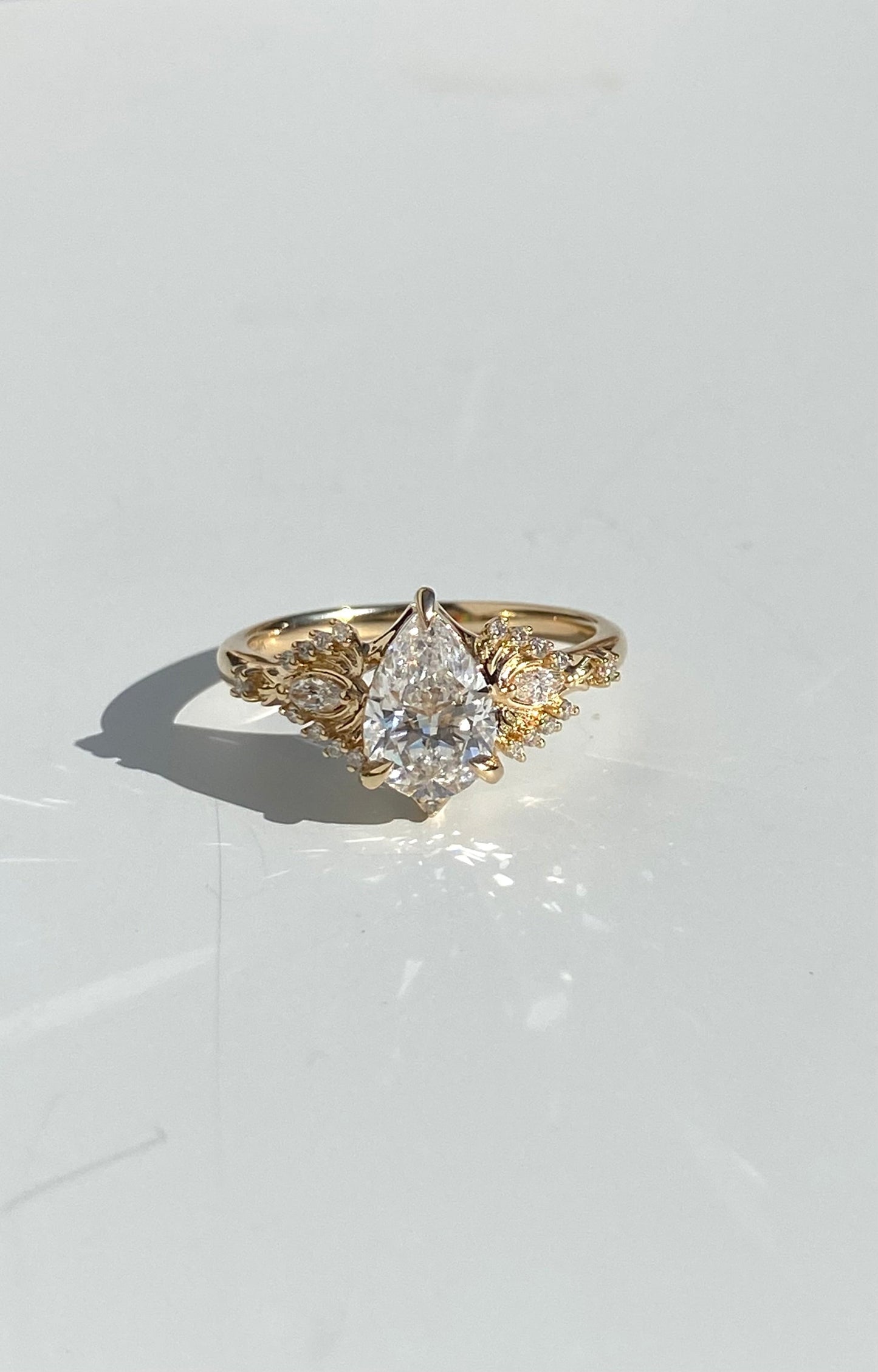 Moval Swirl Semi Pave Engagement Ring – 2.5 CT Lab Grown Diamond