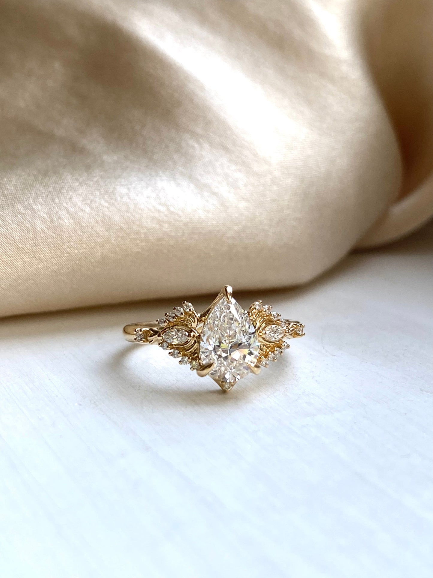 Moval Swirl Semi Pave Engagement Ring – 2.5 CT Lab Grown Diamond