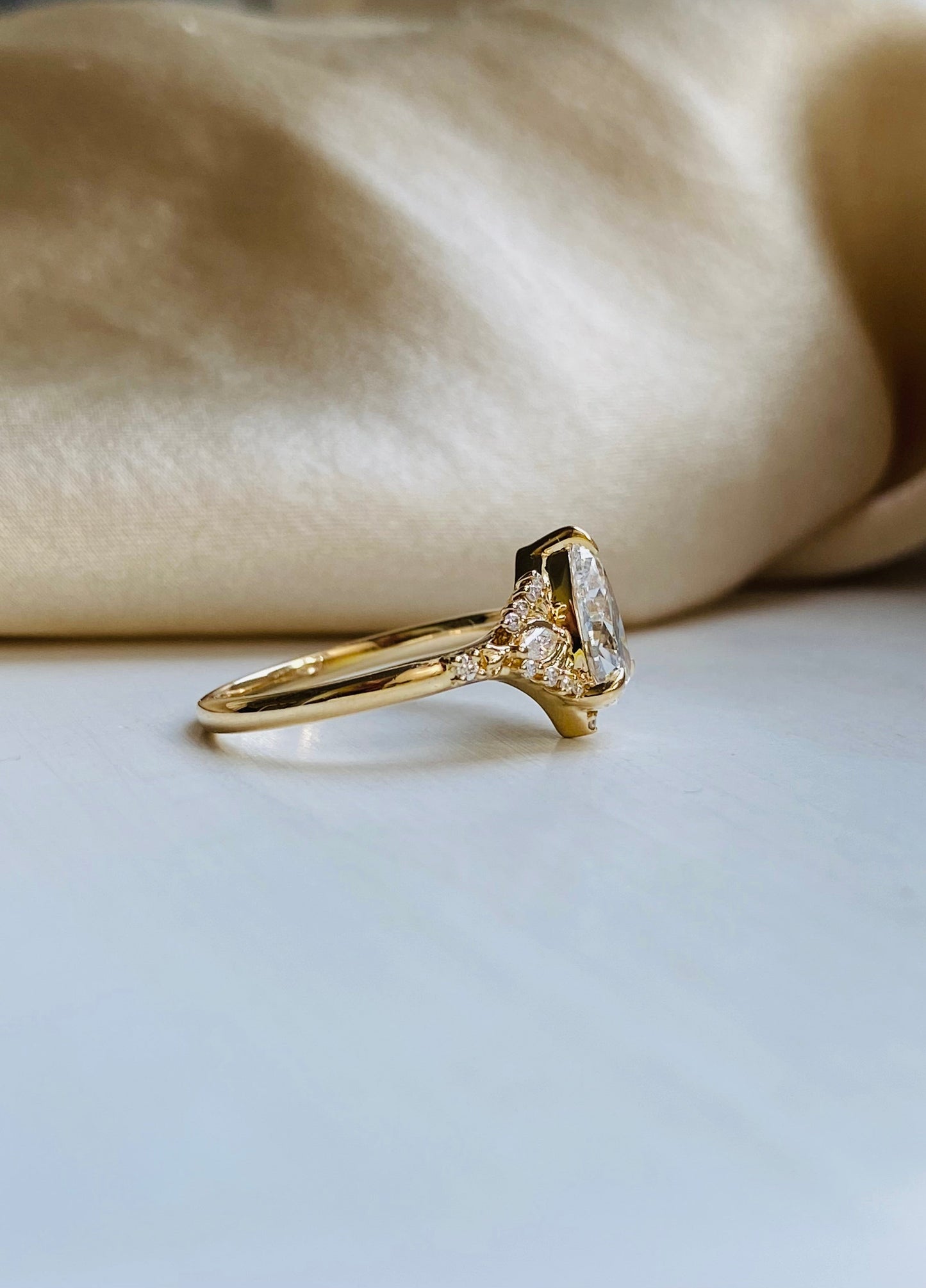 Moval Swirl Semi Pave Engagement Ring – 2.5 CT Lab Grown Diamond