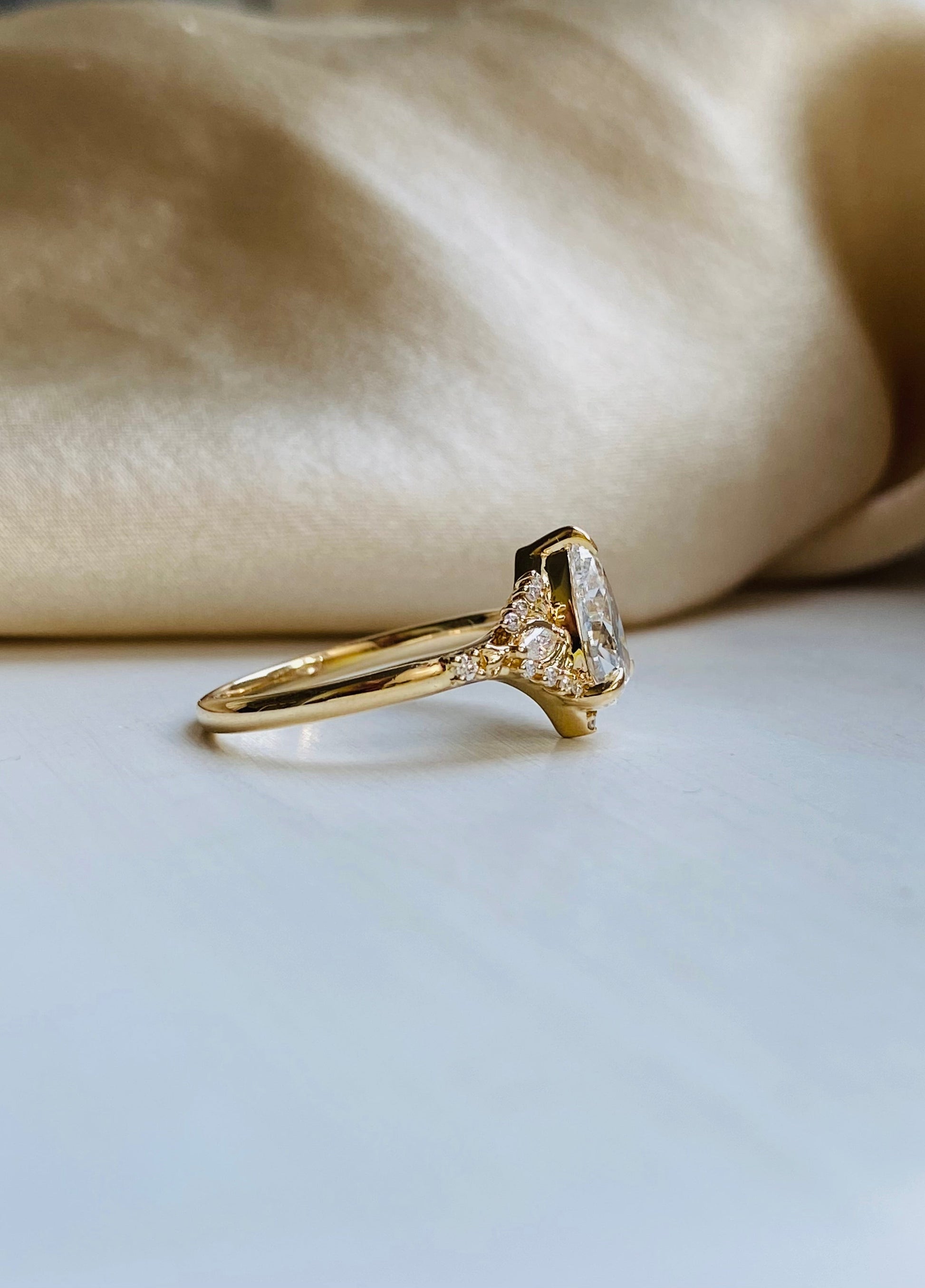 Moval Swirl Semi Pave Engagement Ring – 2.5 CT Lab Grown Diamond